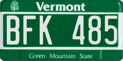 VT license plate BFK485