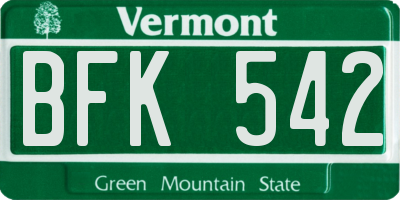 VT license plate BFK542