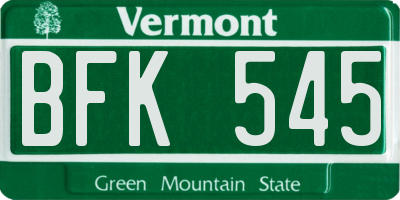 VT license plate BFK545