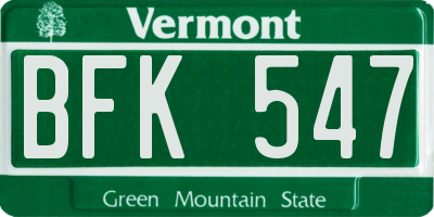 VT license plate BFK547
