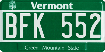 VT license plate BFK552