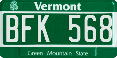 VT license plate BFK568