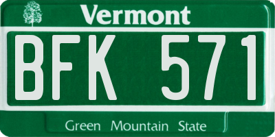 VT license plate BFK571