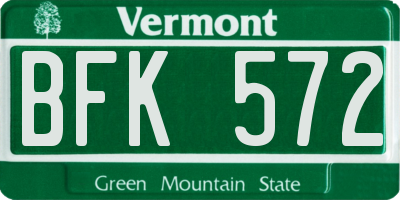 VT license plate BFK572