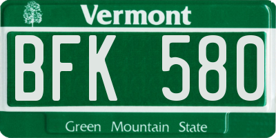 VT license plate BFK580