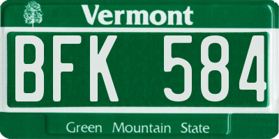 VT license plate BFK584