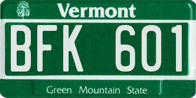 VT license plate BFK601