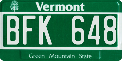 VT license plate BFK648