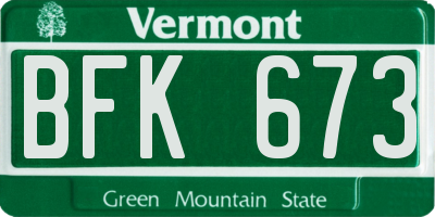 VT license plate BFK673