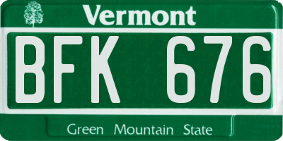 VT license plate BFK676