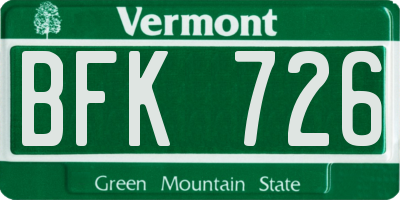 VT license plate BFK726