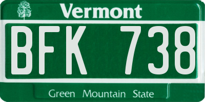 VT license plate BFK738