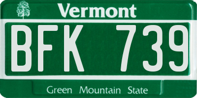 VT license plate BFK739
