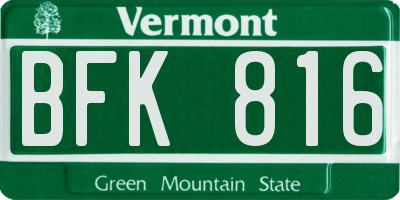 VT license plate BFK816