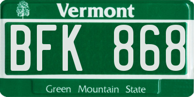 VT license plate BFK868