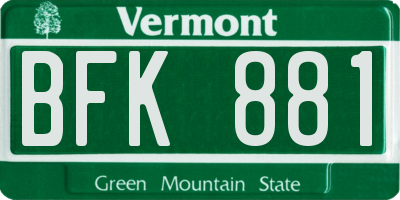 VT license plate BFK881