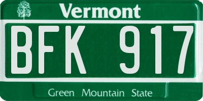 VT license plate BFK917