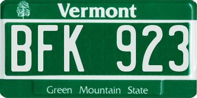 VT license plate BFK923