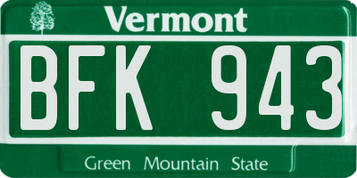VT license plate BFK943