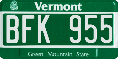 VT license plate BFK955