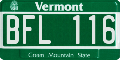 VT license plate BFL116