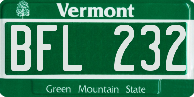 VT license plate BFL232