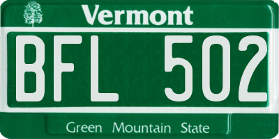 VT license plate BFL502