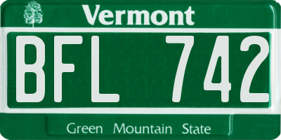 VT license plate BFL742