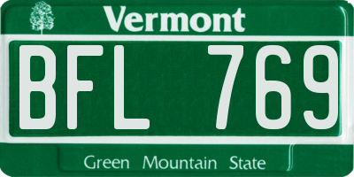 VT license plate BFL769