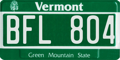 VT license plate BFL804