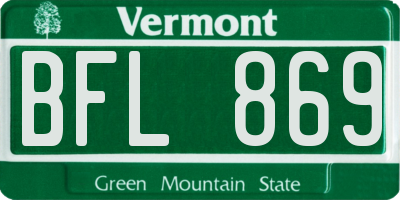 VT license plate BFL869