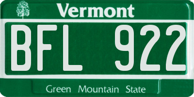 VT license plate BFL922