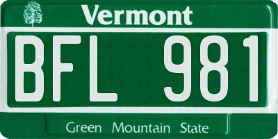 VT license plate BFL981