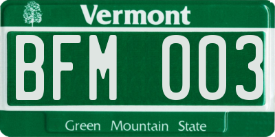VT license plate BFM003