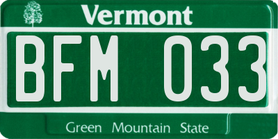 VT license plate BFM033