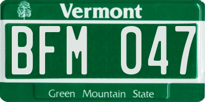 VT license plate BFM047
