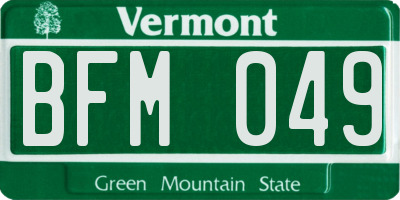 VT license plate BFM049