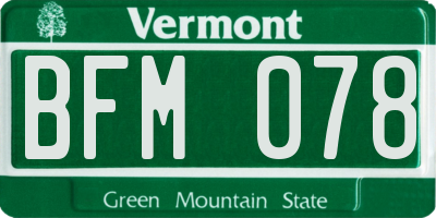 VT license plate BFM078