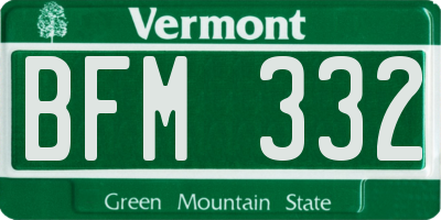 VT license plate BFM332
