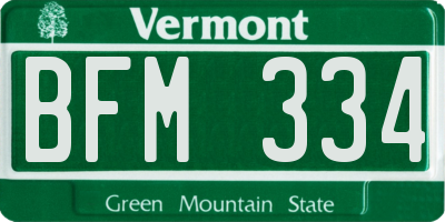 VT license plate BFM334
