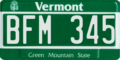 VT license plate BFM345