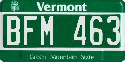 VT license plate BFM463