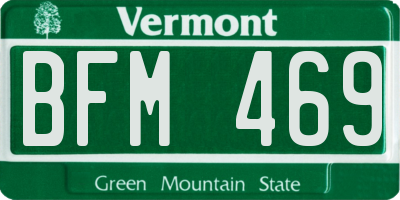 VT license plate BFM469