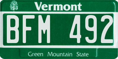 VT license plate BFM492