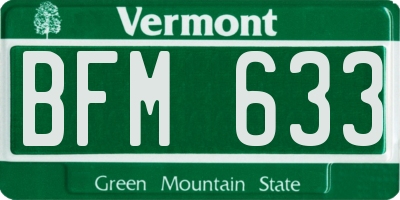 VT license plate BFM633