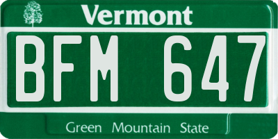 VT license plate BFM647