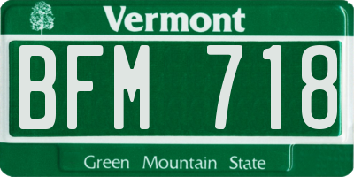 VT license plate BFM718