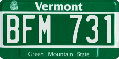 VT license plate BFM731