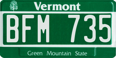 VT license plate BFM735