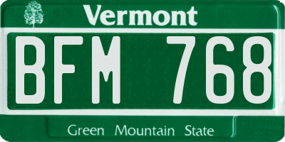 VT license plate BFM768